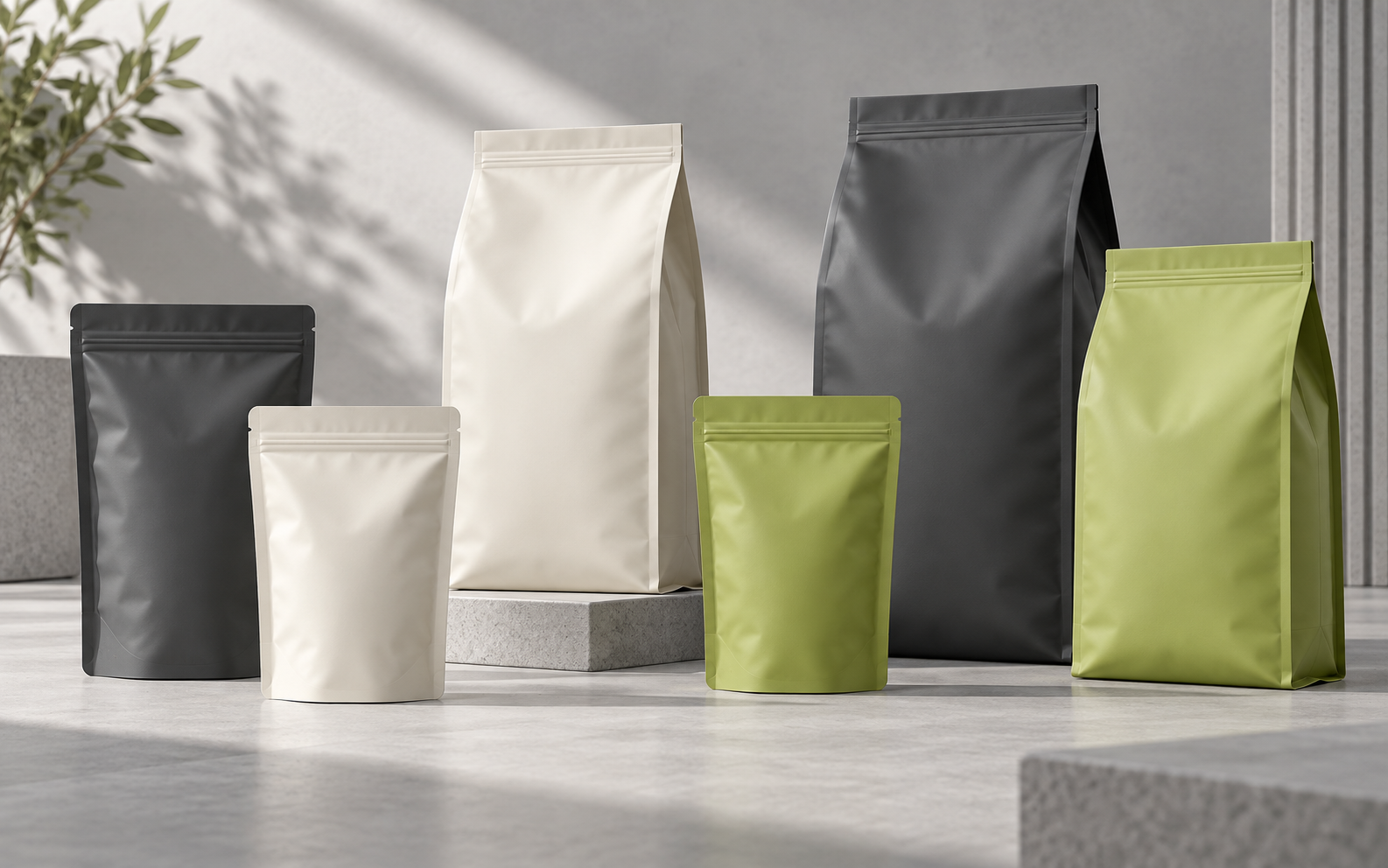 Unbranded pet food packaging samples