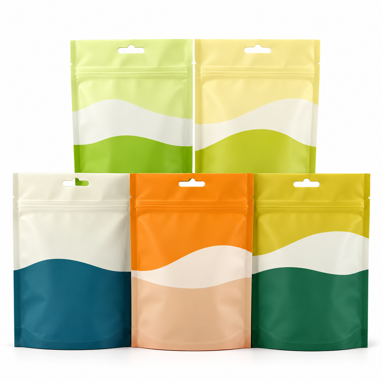 Unbranded pet treat pouches on white background